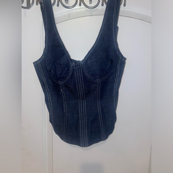 New! Superdown Aida Denim Bustier in Dark Wash 💙 Small NWT! - Picture 11 of 12